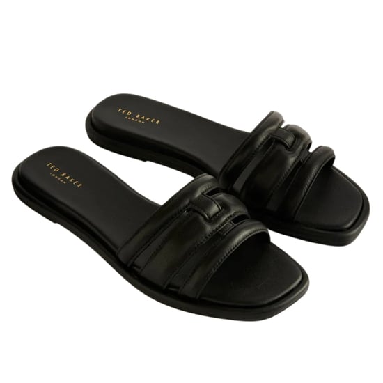 Ted Baker Leeiaa Flat Woven T Logo Black Slide Sandals - Image 2