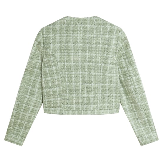 Ted Baker Koma Rose Button Cropped Boucle Tail Green Jacket - Image 2