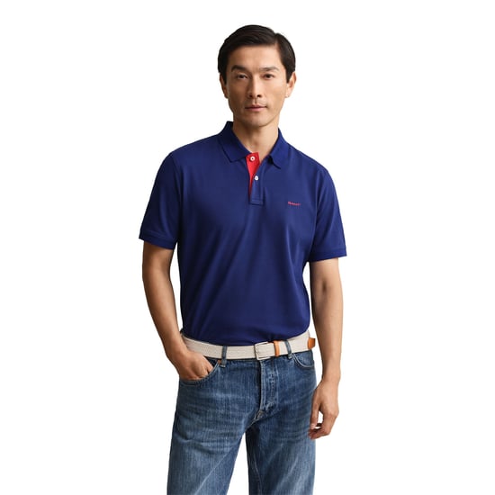 Gant Contrast Collar Ss Polo Shirt Rich Navy - Image 4