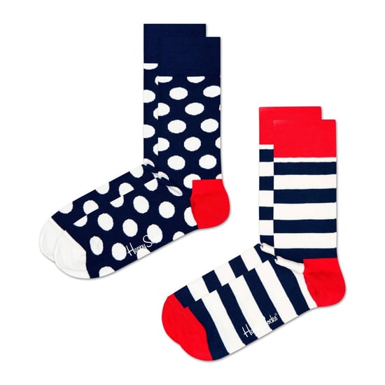 Happy Socks 2 Pack Men's Classic Big Dot Sock in White/Red/navy - Image 2