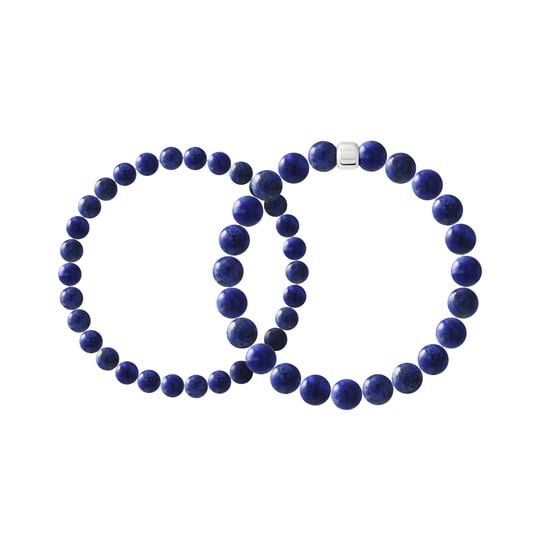 Set aus 2 Armbändern LAPISLAZULI — 925er Silber rhodiniert — 19 cm — Herren - Image 1