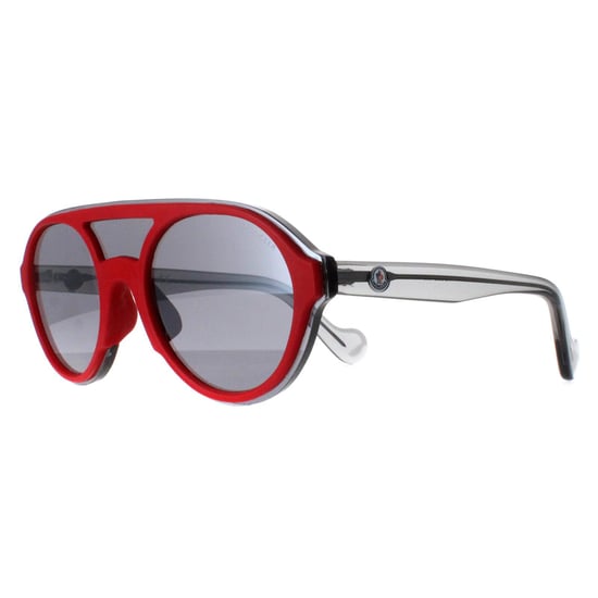 Moncler Rund Unisex Glänzend Rot und Grau Transparent Grau Spiegel ML0052 - Image 2