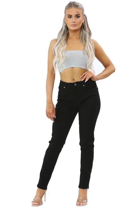 Damen Skinny Fit Stretch High Waist Denim Jeans Schwarz - Image 1