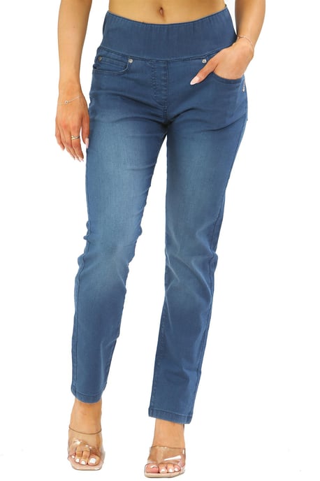 Bauchfreie Jeans mit elastischer Taille für Damen in Blau - Image 1