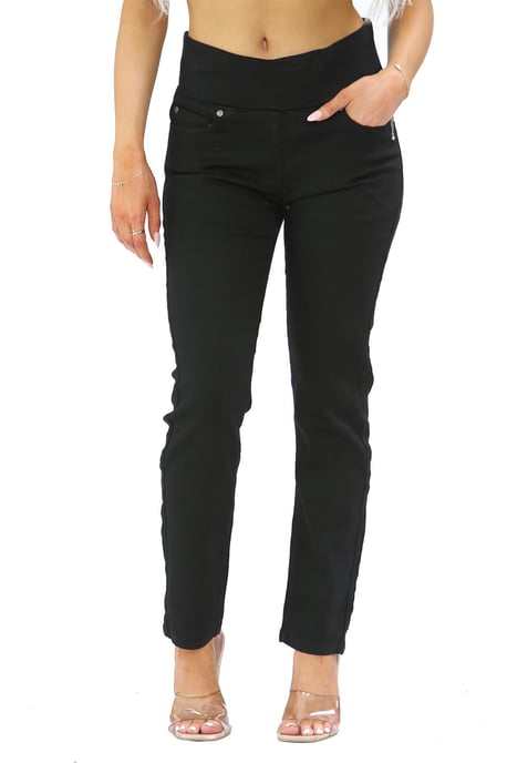 Bauchfreie Jeans mit elastischer Taille für Damen in Schwarz - Image 1