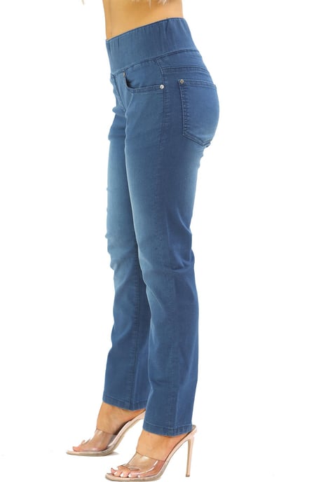 Bauchfreie Jeans mit elastischer Taille für Damen in Blau - Image 3