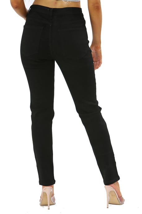 Damen Skinny Fit Stretch High Waist Denim Jeans Schwarz - Image 3