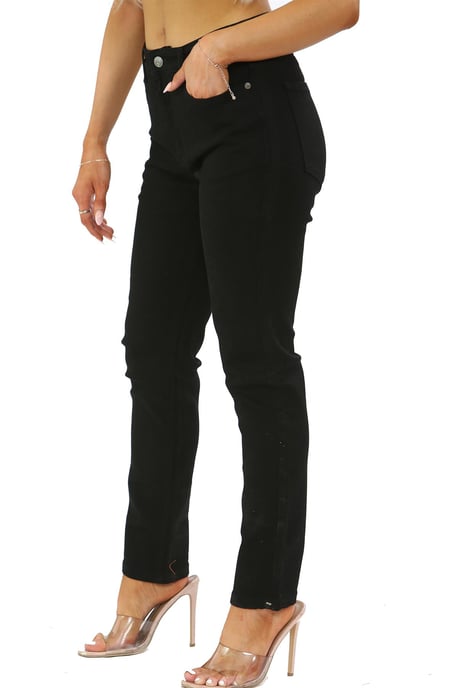 Damen Skinny Fit Stretch High Waist Denim Jeans Schwarz - Image 4