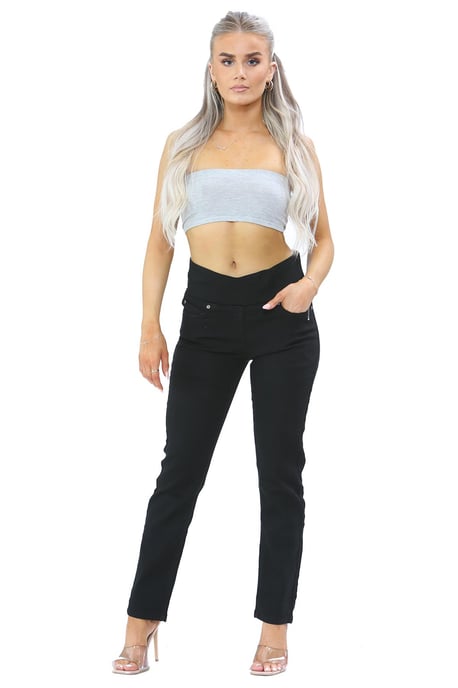 Bauchfreie Jeans mit elastischer Taille für Damen in Schwarz - Image 4