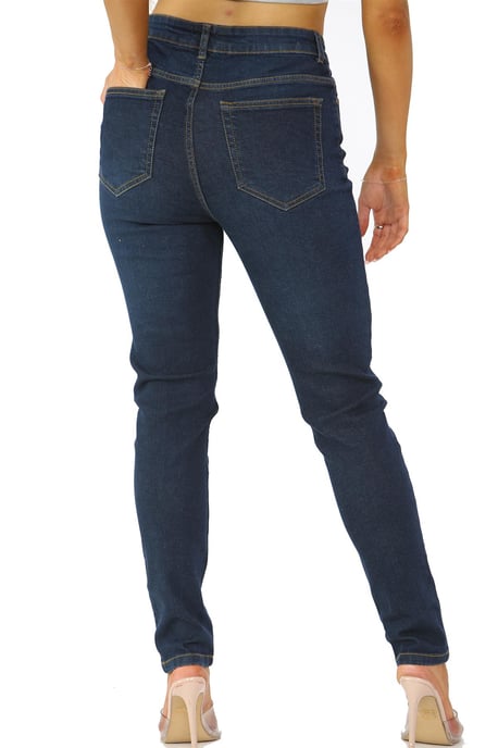 Damen Skinny Fit Stretch High Waist Denim Jeans Dunkelblau - Image 3