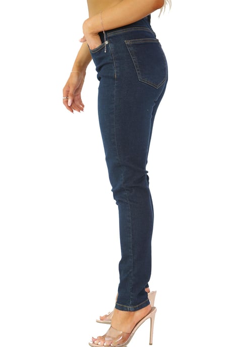 Damen Skinny Fit Stretch High Waist Denim Jeans Dunkelblau - Image 4