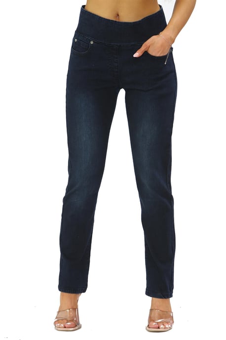 Damen Jeans mit elastischem Bund und Bauchkontrolle in Dunkelblau - Image 1
