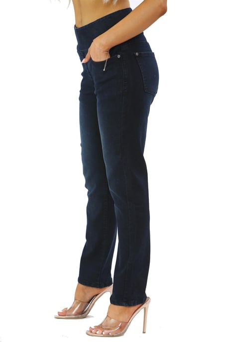 Damen Jeans mit elastischem Bund und Bauchkontrolle in Dunkelblau - Image 3