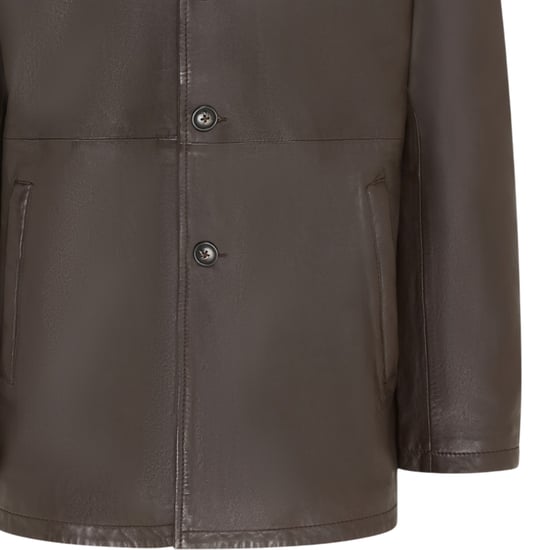 Herren braune Lederjacke mit langem Kragen – Charles - Image 6