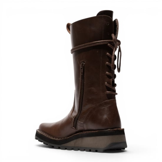 Fly London Women's Braune Lederstiefel bis zur Mitte der Wade – HEIG229 - Image 4