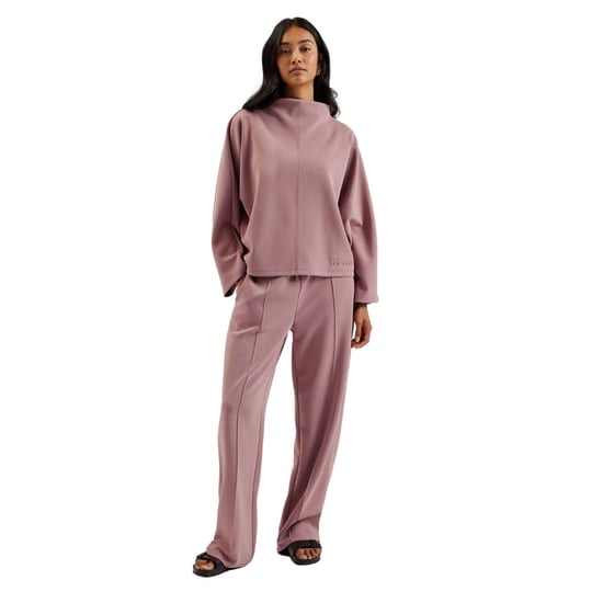 Damen Ted Baker Einfarbige Gemusterte Offene Saum Gerade Jogginghosen in Dämmerrosa - Image 2