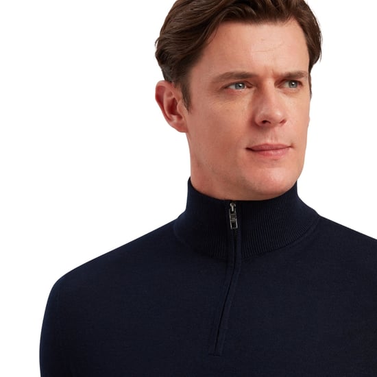 Sweat Limehas Merino Wool Core Demi-Zip Ted Baker Pour Homme en Bleu Marine - Image 5