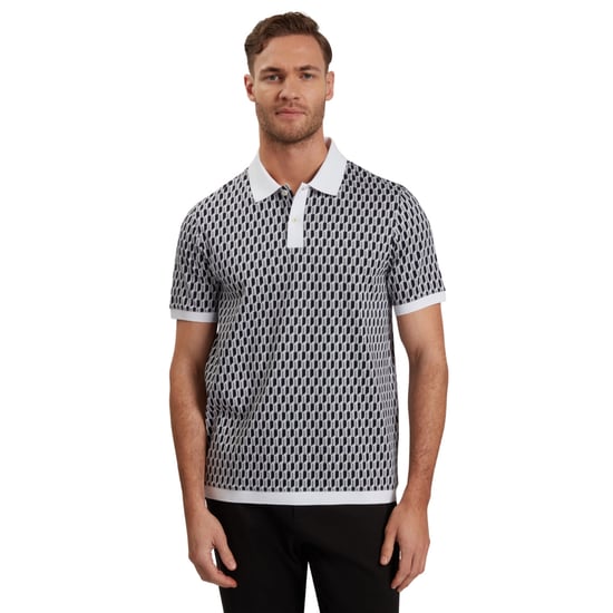 Herren Ted Baker Geo Regular Fit Polo-Shirt in Mittelblau - Image 2
