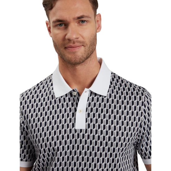 Herren Ted Baker Geo Regular Fit Polo-Shirt in Mittelblau - Image 4
