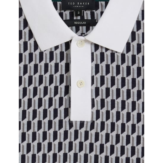 Herren Ted Baker Geo Regular Fit Polo-Shirt in Mittelblau - Image 6