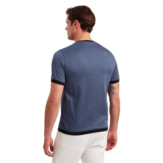Herren Ted Baker Regular Fit T-Shirt mit geografischem Druck in Dunkelblau - Image 6