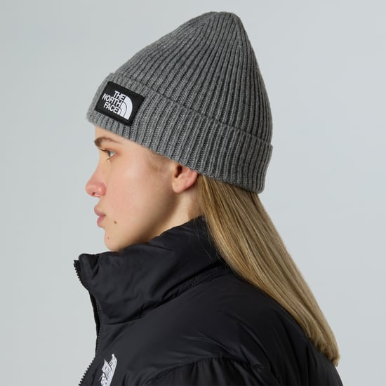 The North Face Logo Box Beanie mit Umschlag in Grau - Image 4