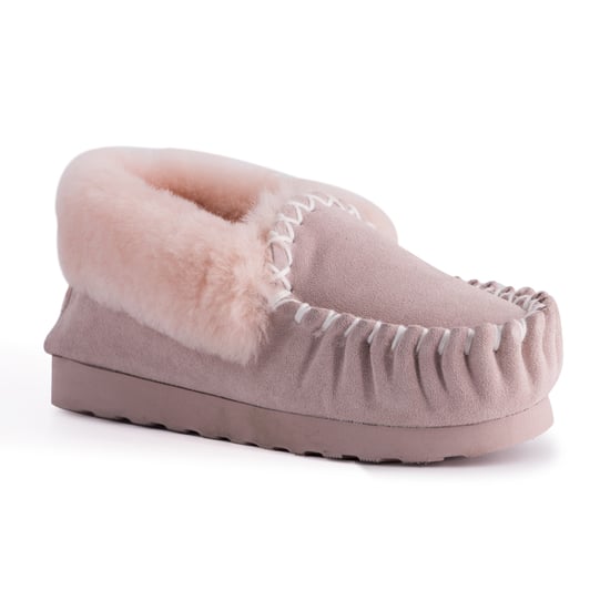 Aus Wooli "Waterloo" Australia Hand Stitched Damen Schaffell Mokassin, blassrosa - Image 1