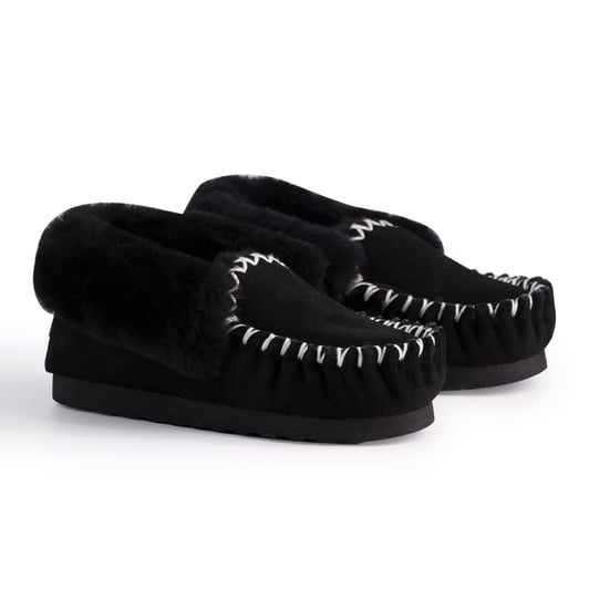 Aus Wooli "Waterloo" Australien Hand Stitched Womens Schaffell Mokassin, schwarz - Image 6