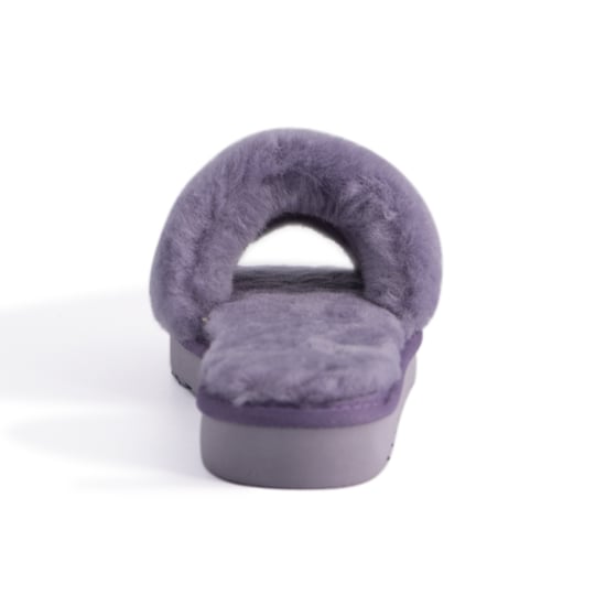 Aus Wooli Australia Damen Schafsfell Fluff Slide Pantoffeln Lila - Image 3