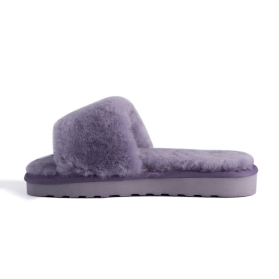 Aus Wooli Australia Damen Schafsfell Fluff Slide Pantoffeln Lila - Image 4