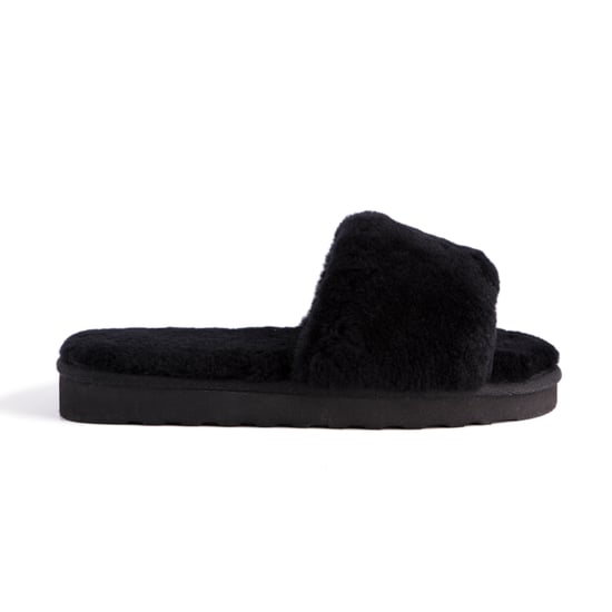 Aus Wooli Australia Damen Schafsfell Fluff Slide Hausschuhe Schwarz - Image 2
