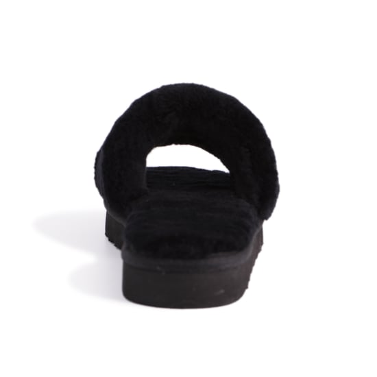 Aus Wooli Australia Damen Schafsfell Fluff Slide Hausschuhe Schwarz - Image 3