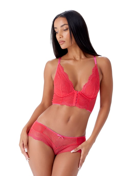 Superboost Lace Deep V Bralet - Rose Red - Image 2