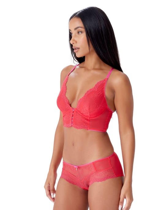 Superboost Lace Deep V Bralet - Rose Red - Image 3