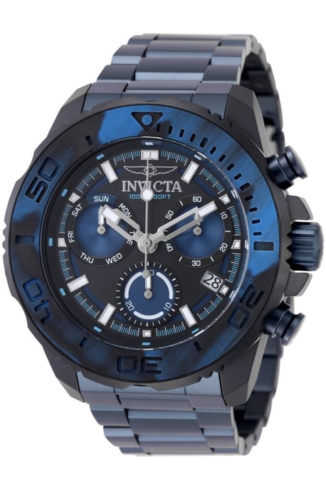 Invicta Carbon Hawk 51079 Herrenuhr - Quarzwerk - Edelstahl mit blauem Zifferblatt - 48 mm - Image 1