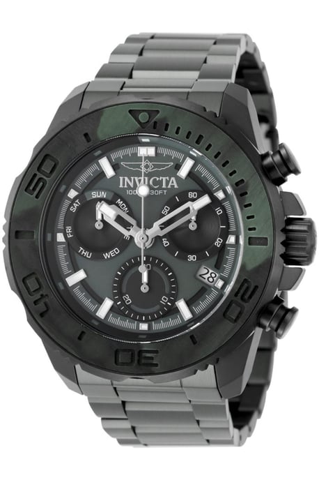 Invicta Carbon Hawk 51080 Herrenuhr - Quarzwerk - Edelstahl mit grünem Zifferblatt - 48 mm - Image 1