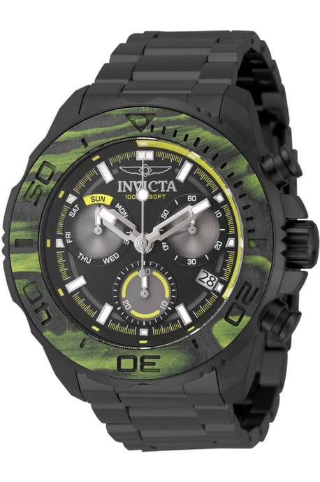 Invicta Carbon Hawk 51082 Herrenuhr - Quarzwerk - Edelstahl mit schwarzem Zifferblatt - 48 mm - Image 1