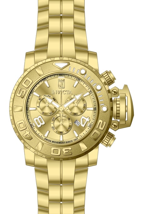 Invicta Jason Taylor 51317 Herrenuhr - Quarzwerk - Edelstahl mit goldenem Zifferblatt - 58 mm - Image 1