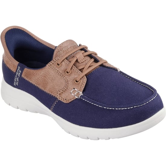 Skechers Palmilla Textil Damen Marineblau Bootsschuhe - Image 1