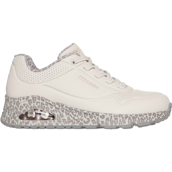 Skechers Uno Safari Time Polyurethan Damen Weiß/Leopard Sneakers - Image 5