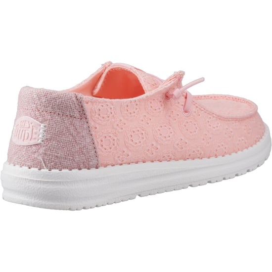 HEYDUDE Wendy Ösen-Schnürung Baumwollmischung Damen Hellrosa Mokassins Schuhe - Image 2