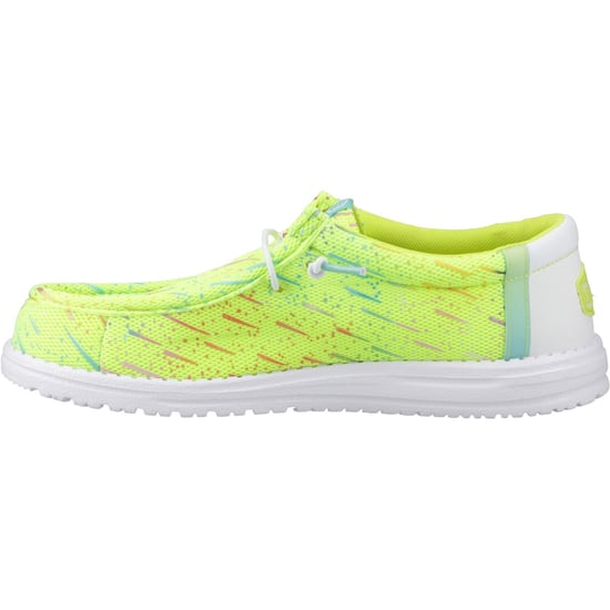 HEYDUDE Wally Party Mesh Polyester Herren Mokassin Schuhe Lime Punch/Weiß - Image 4
