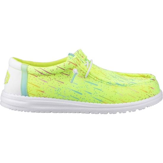 HEYDUDE Wally Party Mesh Polyester Herren Mokassin Schuhe Lime Punch/Weiß - Image 5