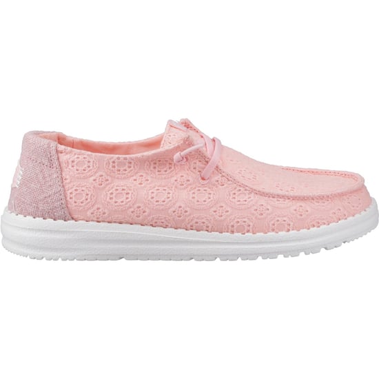 HEYDUDE Wendy Ösen-Schnürung Baumwollmischung Damen Hellrosa Mokassins Schuhe - Image 5