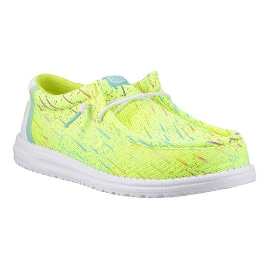 HEYDUDE Wally Party Mesh Polyester Herren Mokassin Schuhe Lime Punch/Weiß - Image 6