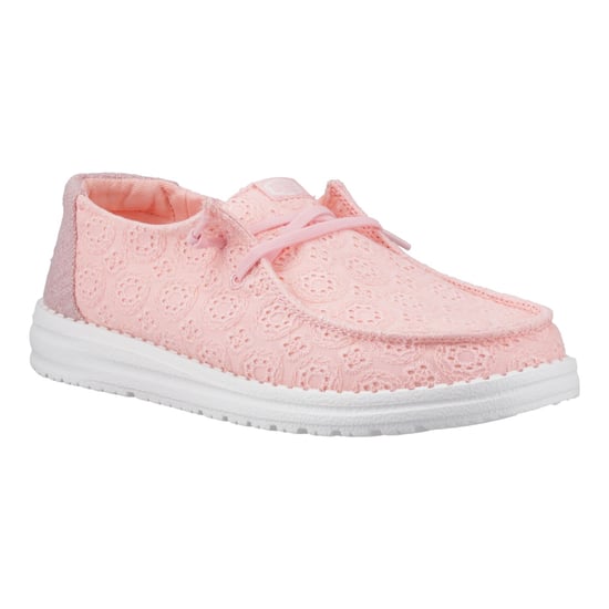 HEYDUDE Wendy Ösen-Schnürung Baumwollmischung Damen Hellrosa Mokassins Schuhe - Image 6
