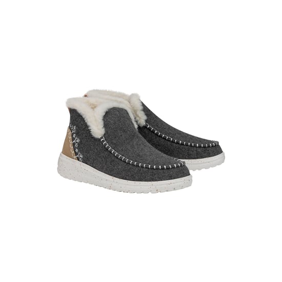 HEYDUDE Denny Wolle Kunstfell Damen Graue Stiefel - Image 1