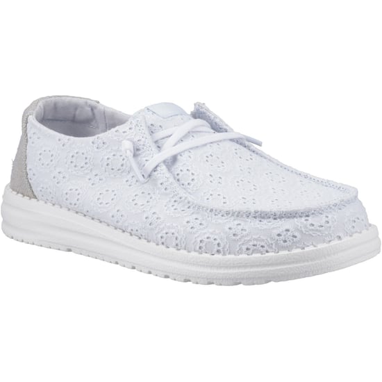 HEYDUDE Wendy Lochstick Baumwollmischung Damen Antikblau Mokassins Schuhe - Image 1
