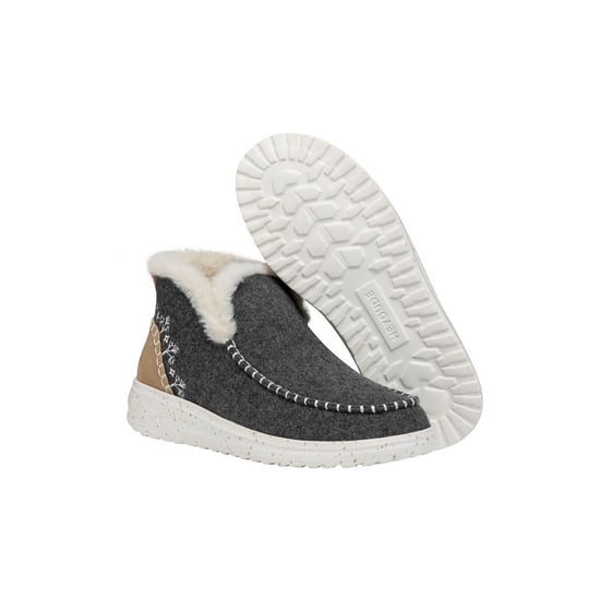 HEYDUDE Denny Wolle Kunstfell Damen Graue Stiefel - Image 3