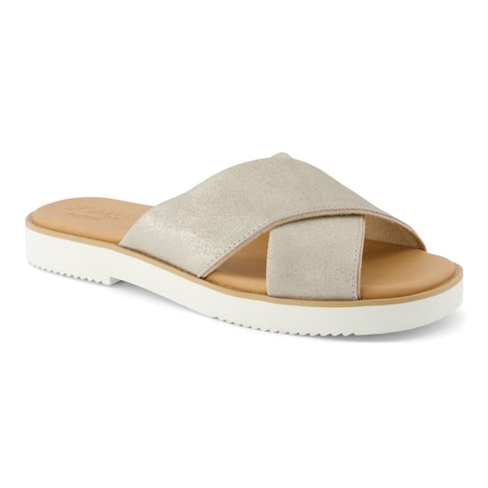 TOMS Mae Crossover Leder Damen Champagner Sandalen - Image 1